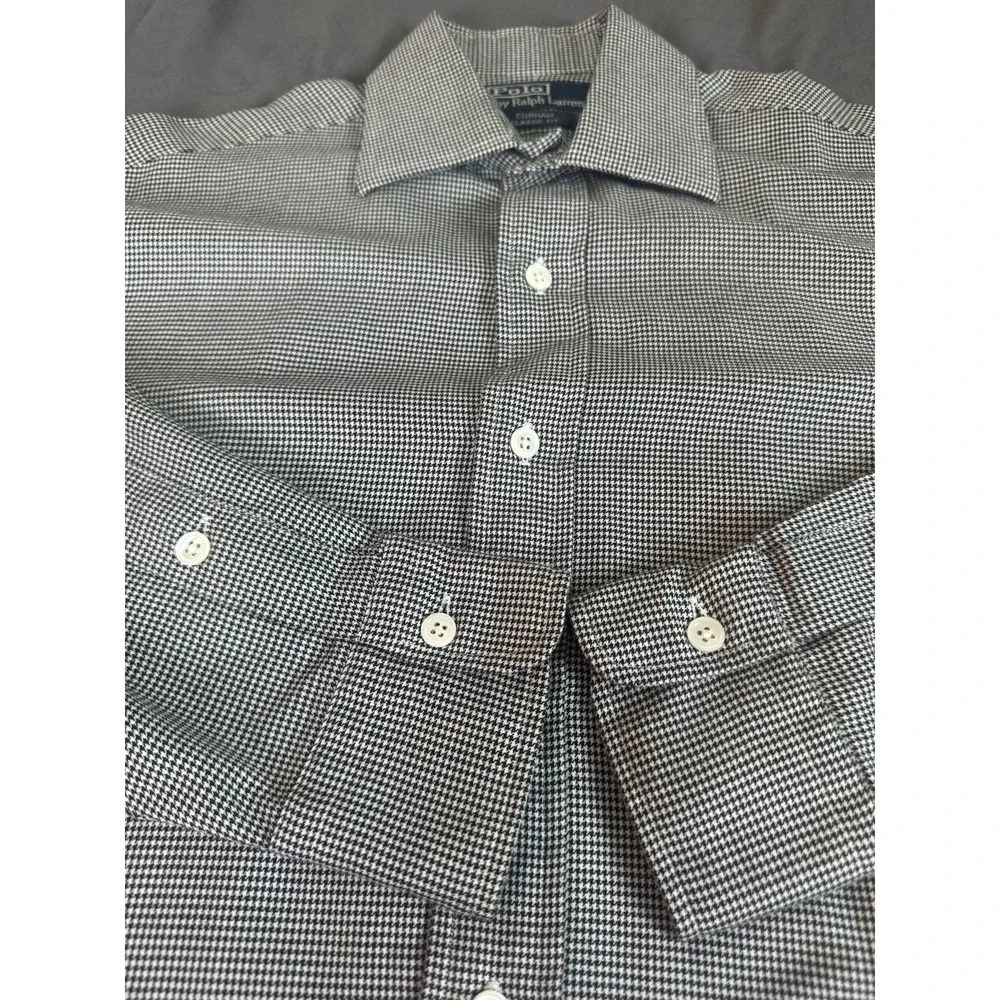 Polo Ralph Lauren Curham Classic Fit Men's Small Black‎ White Houndstooth L/S